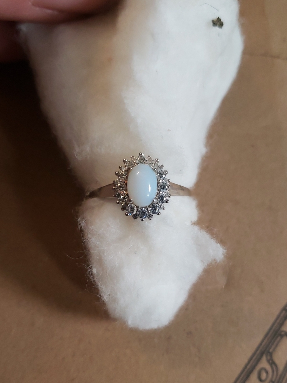 Opalite CZ Crystal Ring 925 Silver